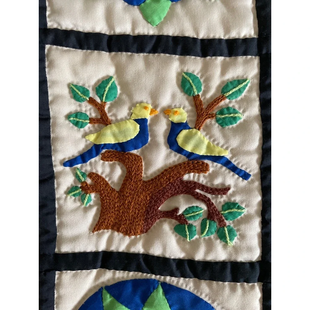 Vintage 1985 Handmade Sampler Album Quilt Applique Hand‎ Quilted Rare 40x40